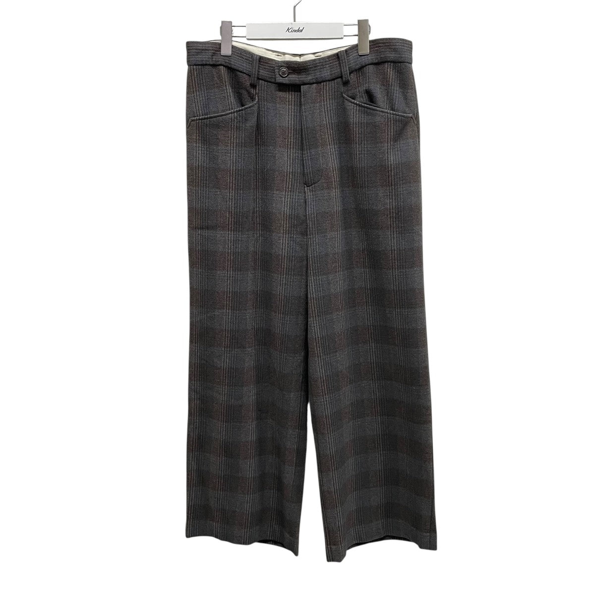 WOOL CHECK WIDE PANTSカシミヤ混トラウザーパンツ19FUP09
