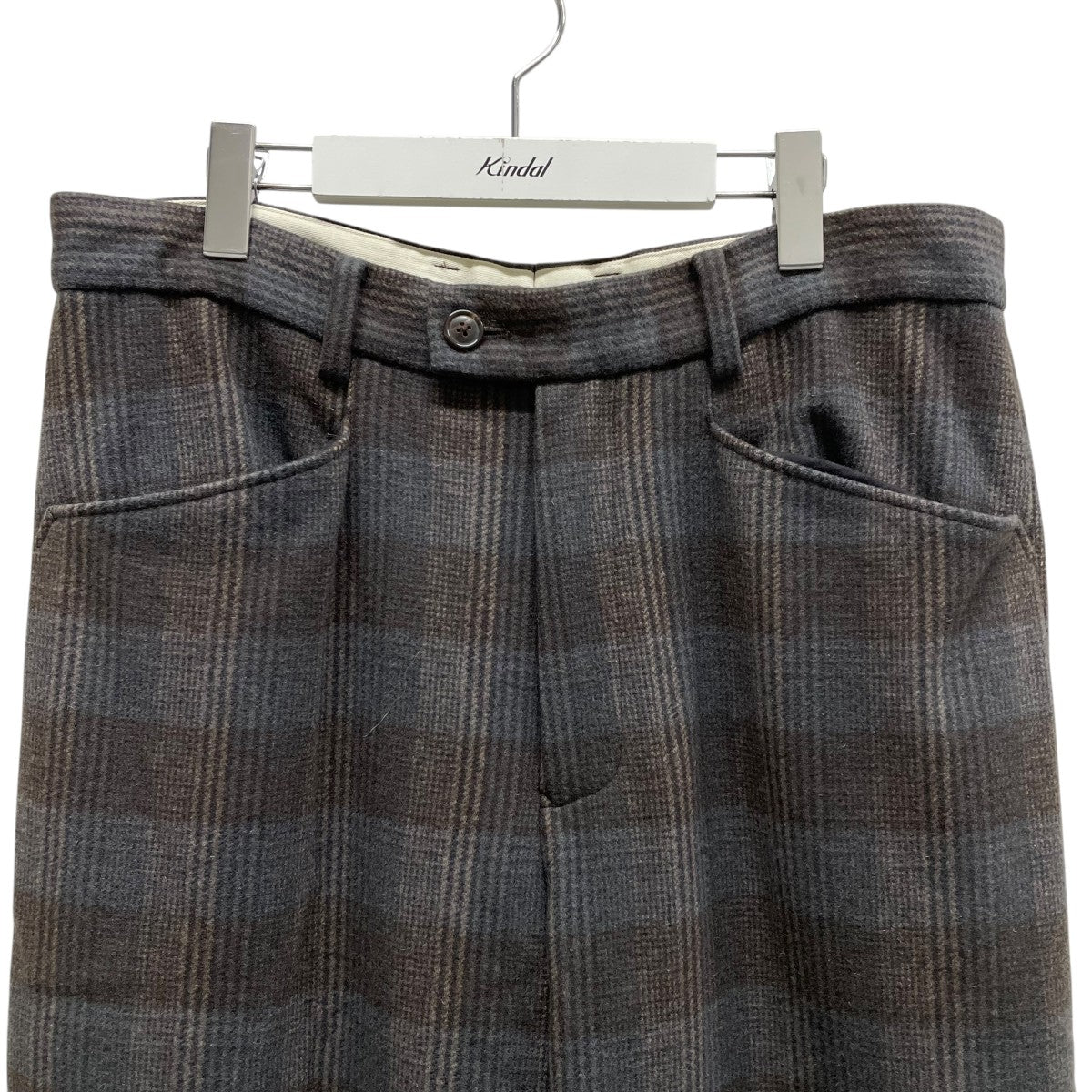 URU WOOL CHECK WIDE PANTSカシミヤ混トラウザーパンツ19FUP09 古着・中古-3枚目のアイテム画像