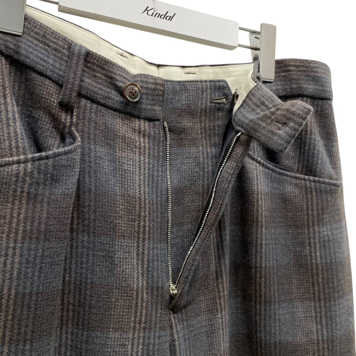 URU WOOL CHECK WIDE PANTSカシミヤ混トラウザーパンツ19FUP09 古着・中古-5枚目のアイテム画像