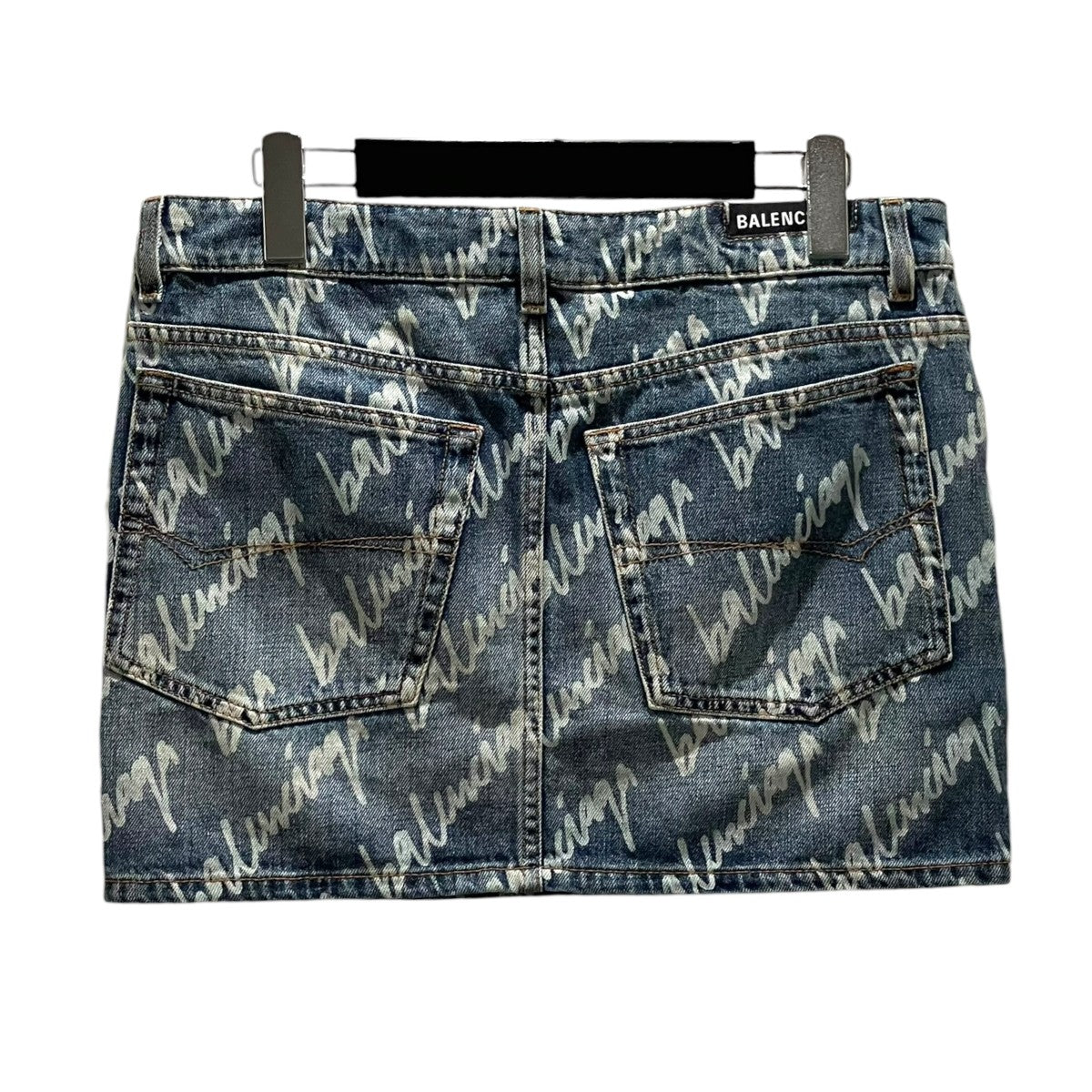 BALENCIAGA 総柄デニムミニスカート681802 古着・中古-2枚目のアイテム画像