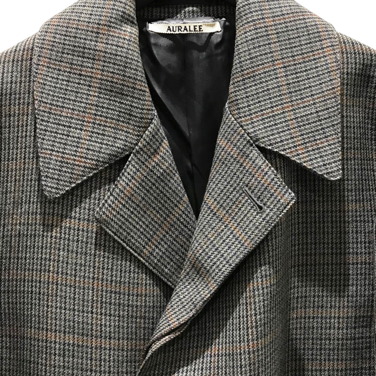 オーラリー　AURALEE ダブルフェイスチェックステンカラーコート　サイズ4 超美品 オーラリーAURALEE ダブルフェイスチェックステンカラーコート