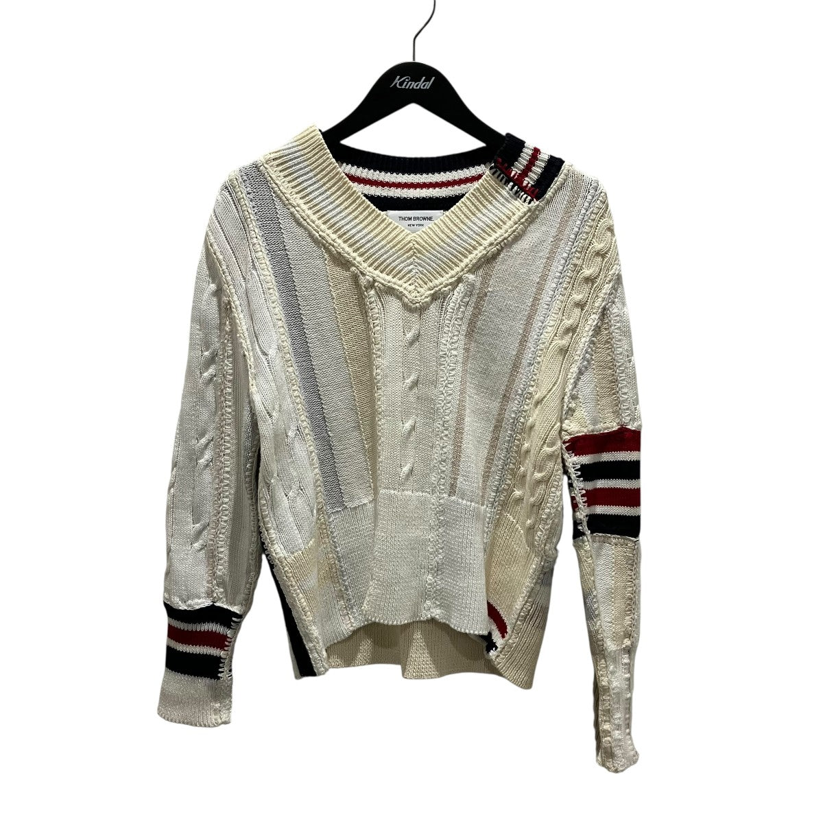 Thom Browne パッチワークVネックニットMKA356A-Y3016100 古着・中古-1枚目のアイテム画像