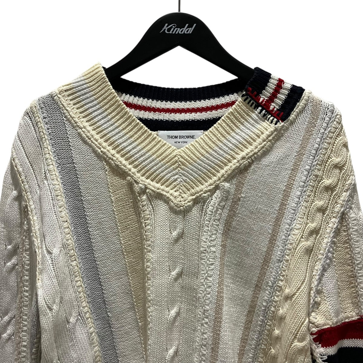 Thom Browne パッチワークVネックニットMKA356A-Y3016100 古着・中古-3枚目のアイテム画像