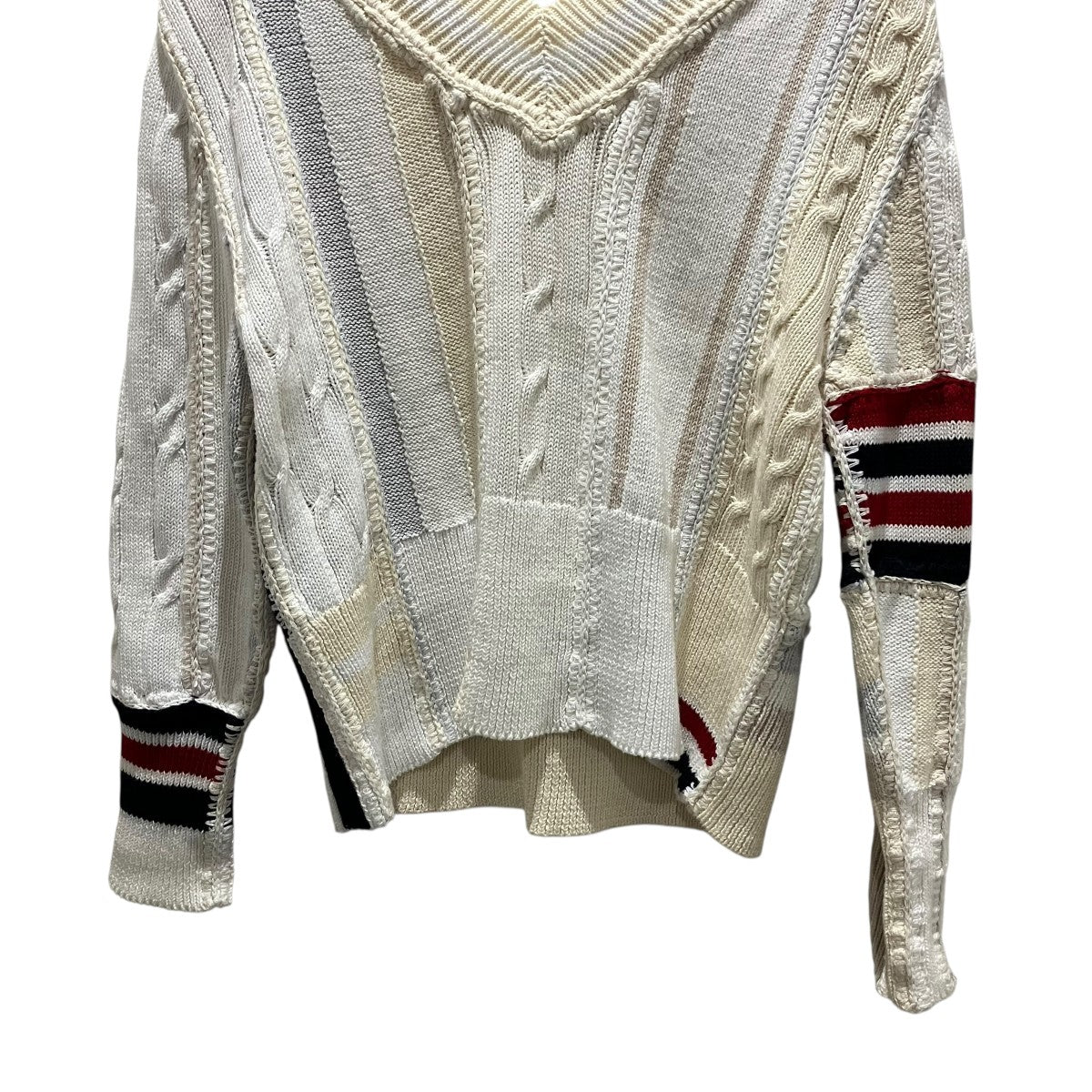 Thom Browne パッチワークVネックニットMKA356A-Y3016100 古着・中古-4枚目のアイテム画像