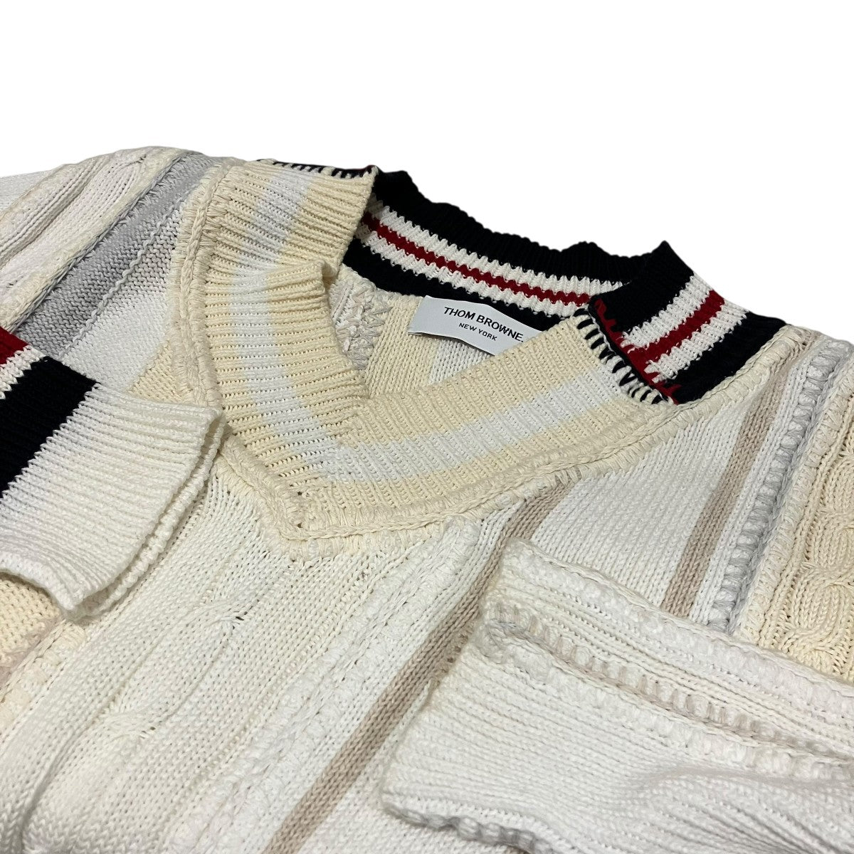 Thom Browne パッチワークVネックニットMKA356A-Y3016100 古着・中古-5枚目のアイテム画像
