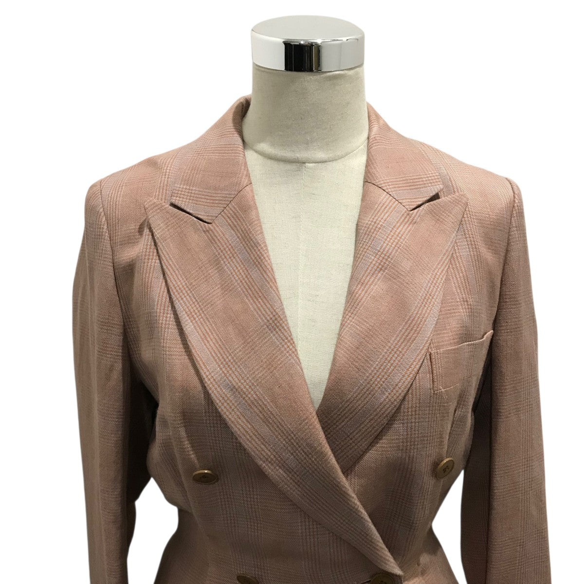 レーヨンリネン グレンチェックジャケット35-07-52-07354