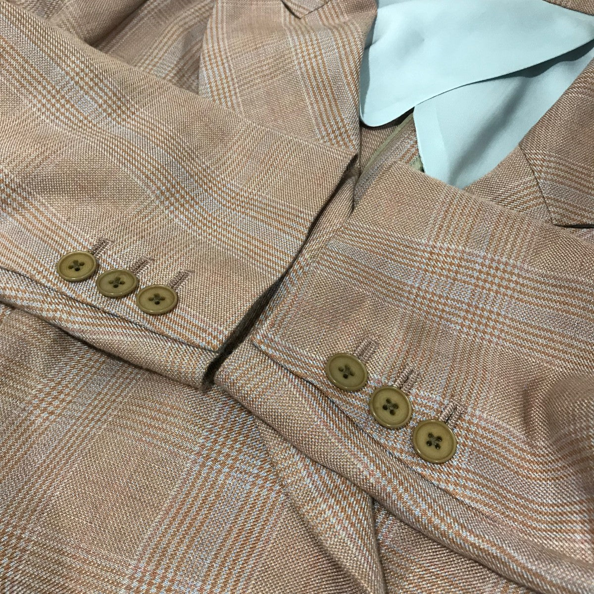 レーヨンリネン グレンチェックジャケット35-07-52-07354