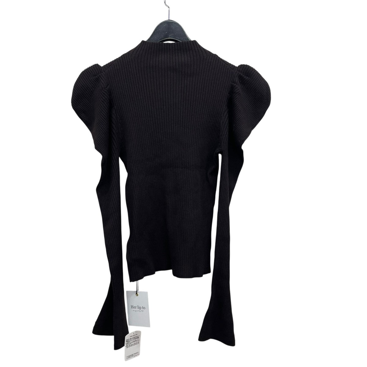 Her lip to Volume Sleeve Rib Knit Topボリュームスリーブリブニットトップ1233202078 古着・中古-2枚目のアイテム画像