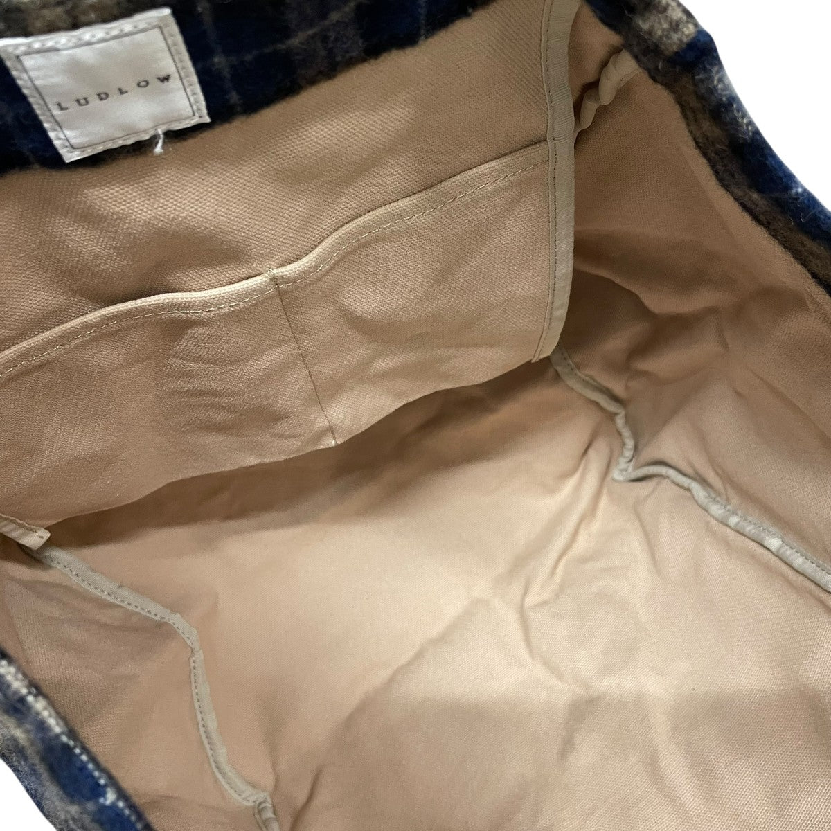 LUDLOW(ラドロー) チェックトートバッグ ベージュ×ネイビー｜【公式