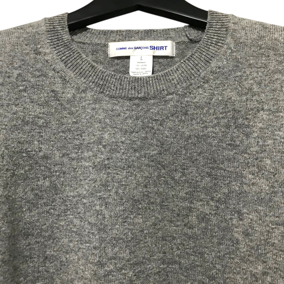 【コムデ ギャルソン シャツ】［ Uネック ニット ］　S　グレー　チェック CDG Comme des Garçons グレー セーター XL