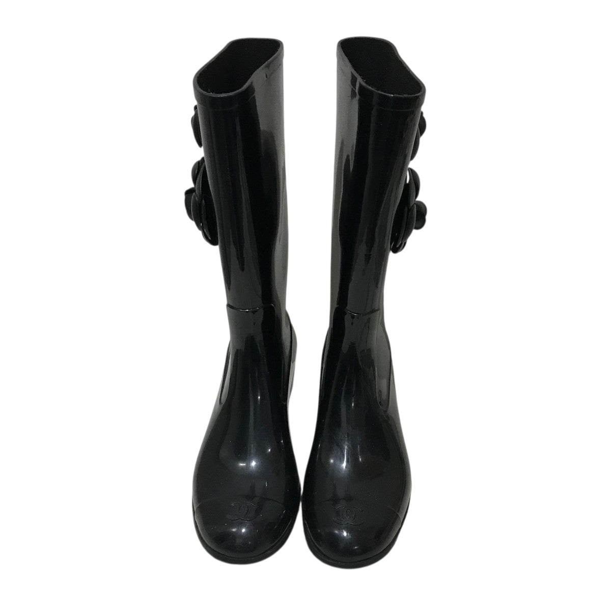 CHANEL(シャネル) カメリアレインブーツ ブラック サイズ 37｜【公式