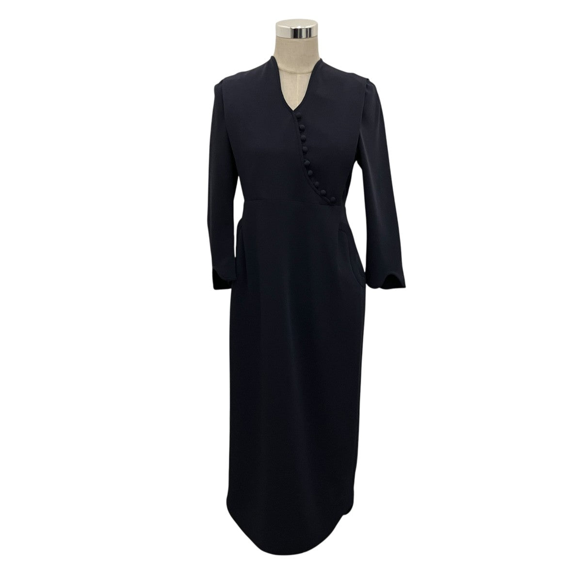 mame kurogouchi 【TRIACETATE GEORGETTE V-NECK DRESS】トリアセテートワンピースMM25FW-DR108 古着・中古-1枚目のアイテム画像