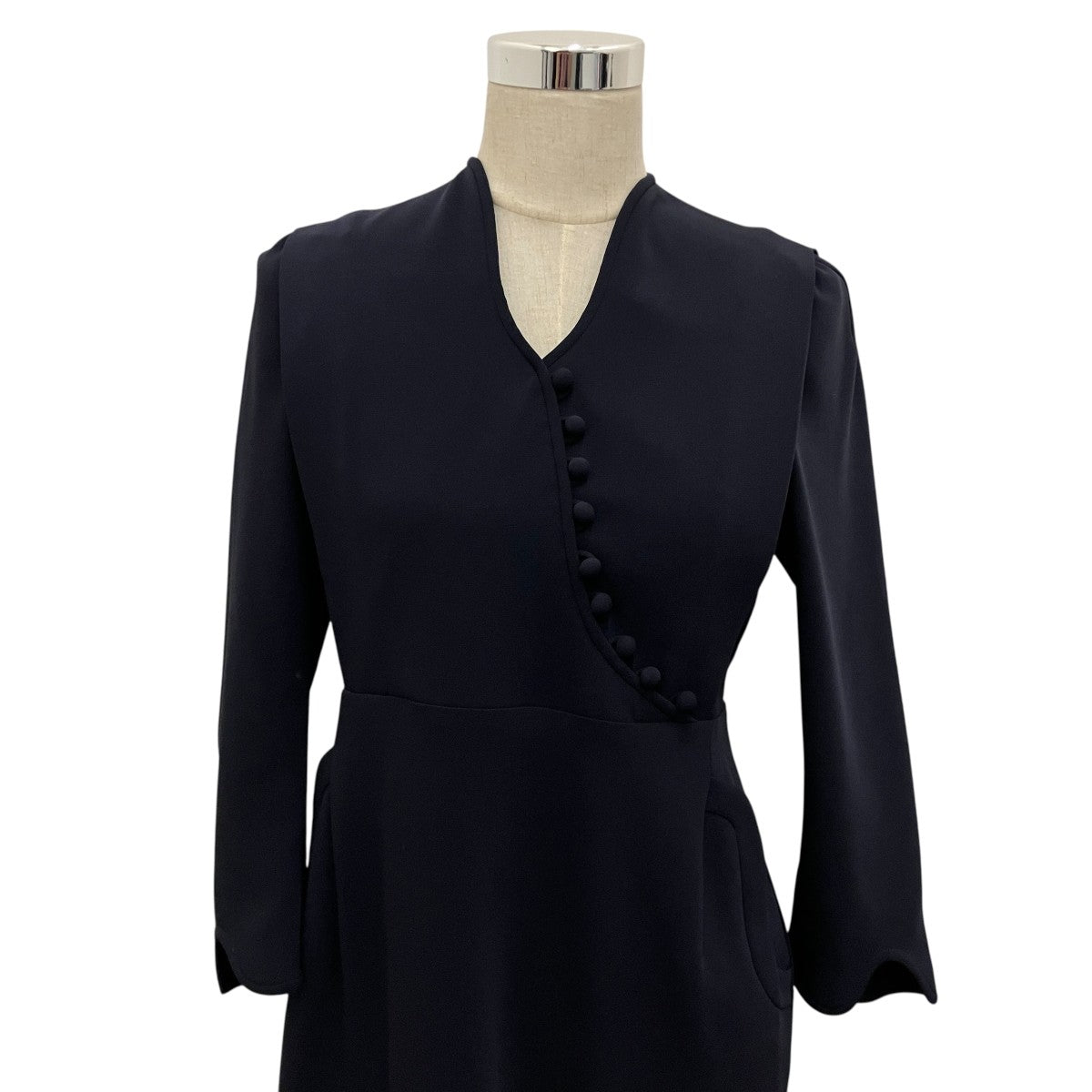 mame kurogouchi 【TRIACETATE GEORGETTE V-NECK DRESS】トリアセテートワンピースMM25FW-DR108 古着・中古-3枚目のアイテム画像