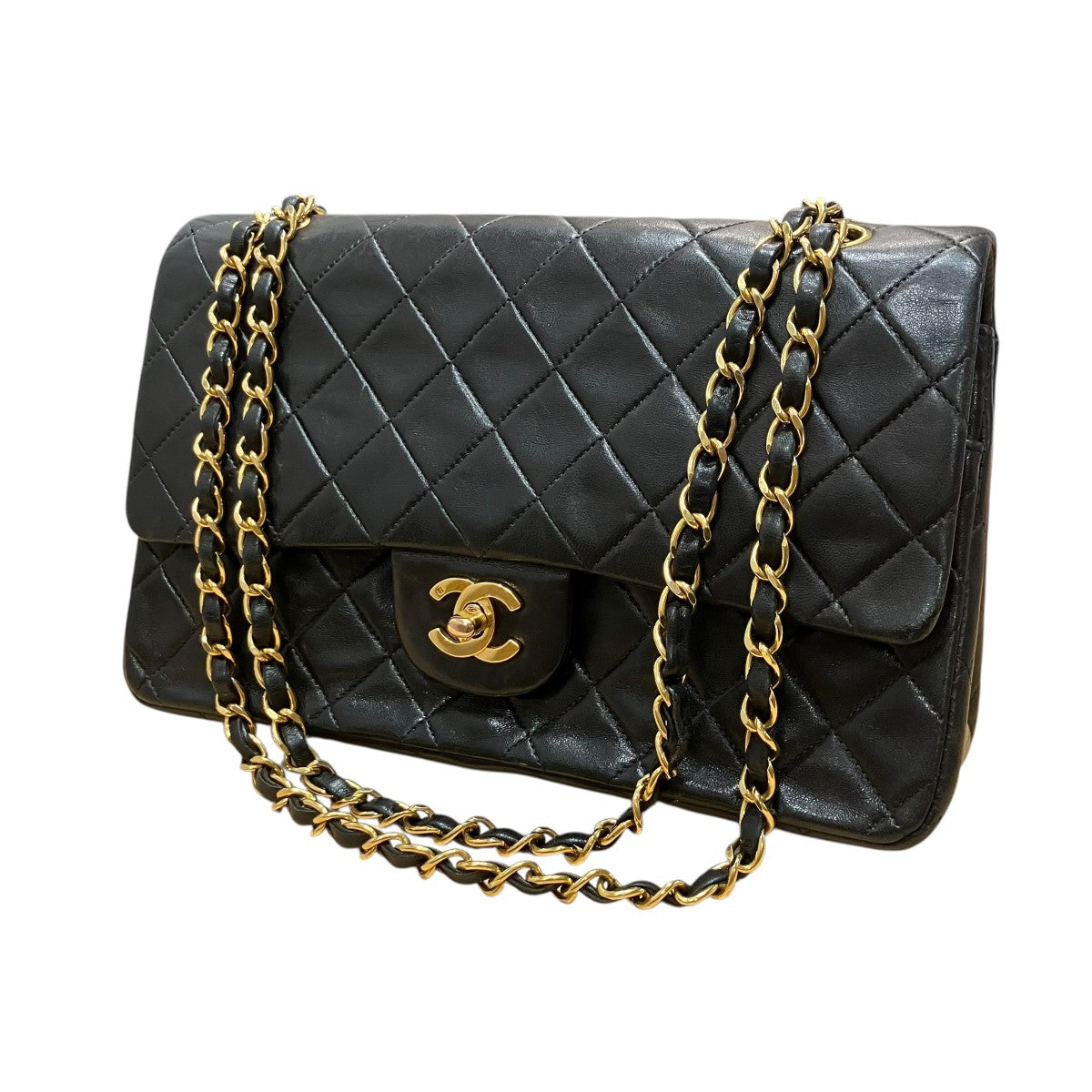CHANEL ラムスキンダブルフラップチェーンショルダーバッグ 古着・中古-1枚目のアイテム画像