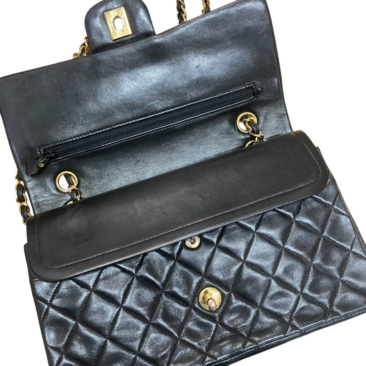 CHANEL ラムスキンダブルフラップチェーンショルダーバッグ 古着・中古-6枚目のアイテム画像