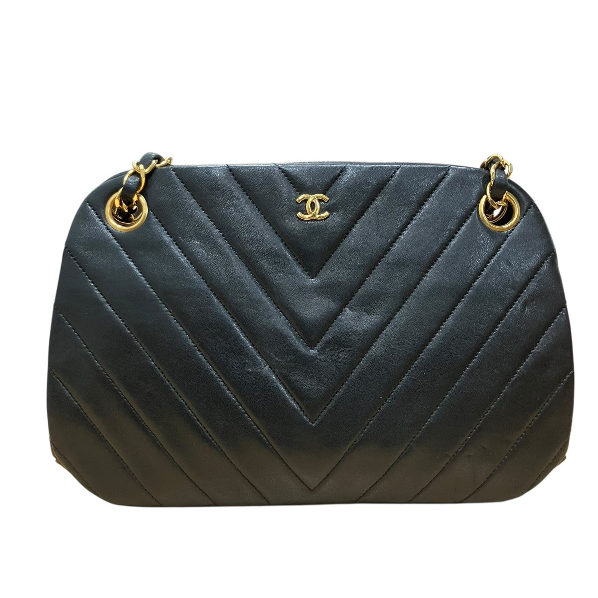 CHANEL ラムスキンVステッチがま口ショルダーバッグ 古着・中古-2枚目のアイテム画像