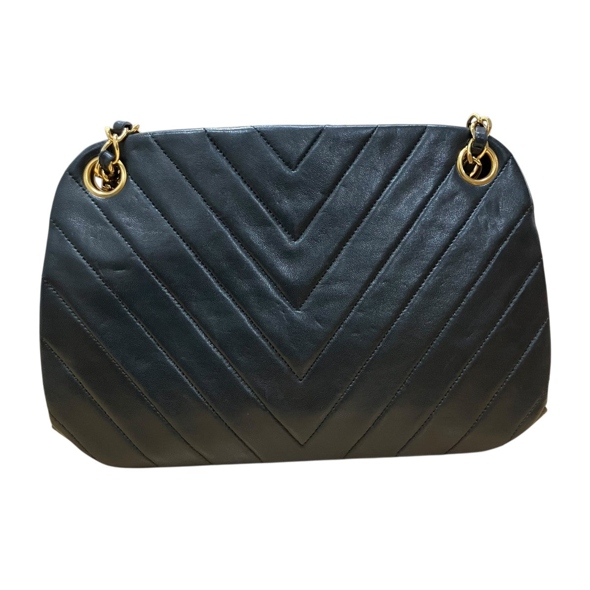 CHANEL ラムスキンVステッチがま口ショルダーバッグ 古着・中古-4枚目のアイテム画像