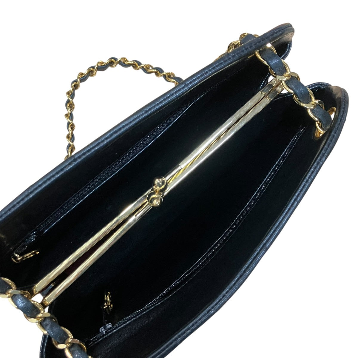 CHANEL ラムスキンVステッチがま口ショルダーバッグ 古着・中古-6枚目のアイテム画像