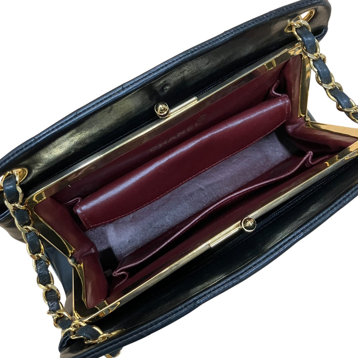 CHANEL ラムスキンVステッチがま口ショルダーバッグ 古着・中古-7枚目のアイテム画像