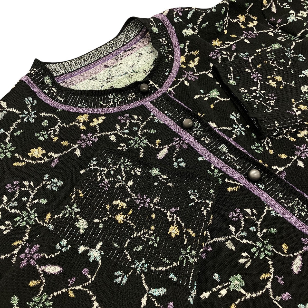 26SS【FLORAL MOTIF GLITTER KNIT CARDIGAN】フローラルグリッターカーディガンMM26SS-KN006