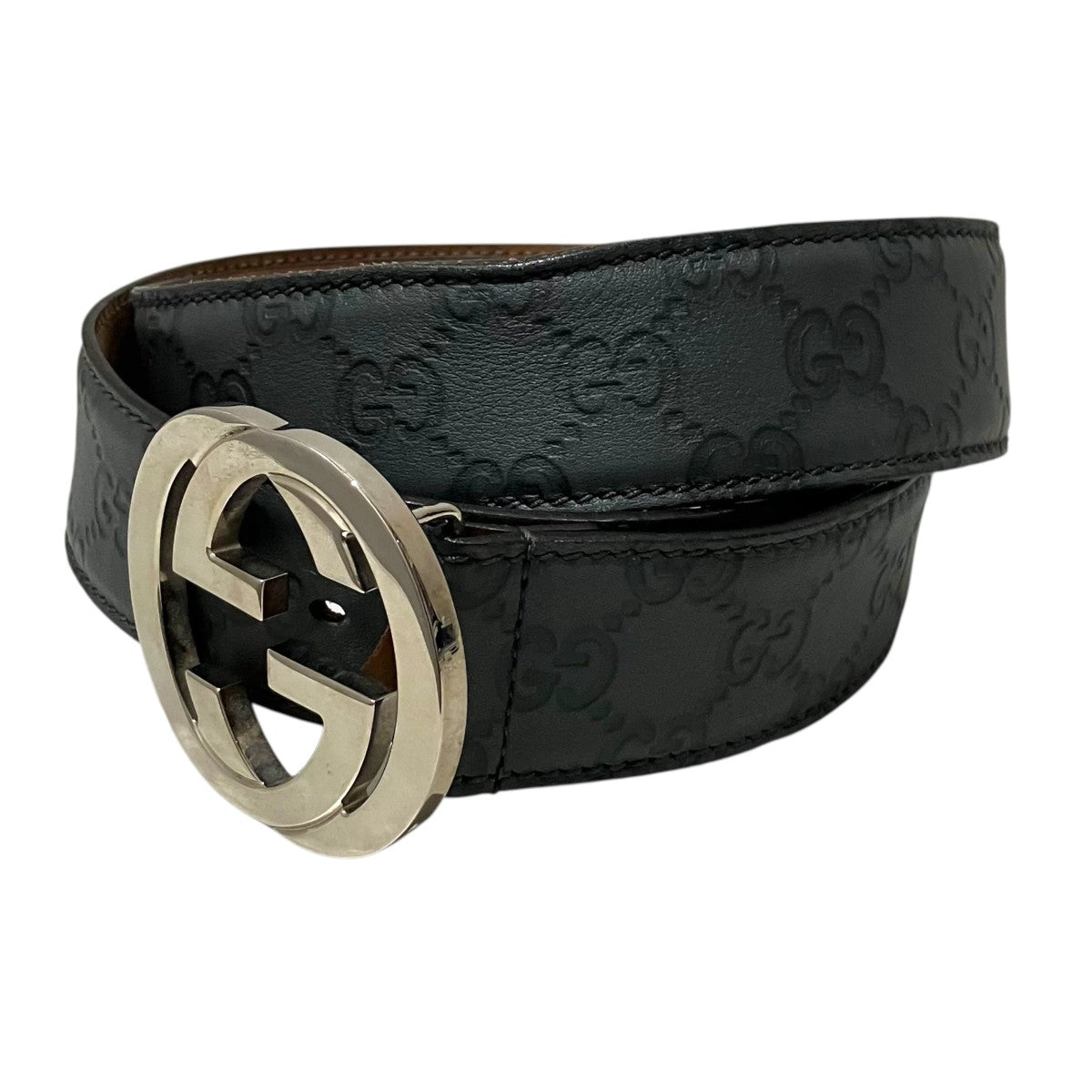 GUCCI(グッチ) GGレザーベルト114984 114984 グレー サイズ 95/38