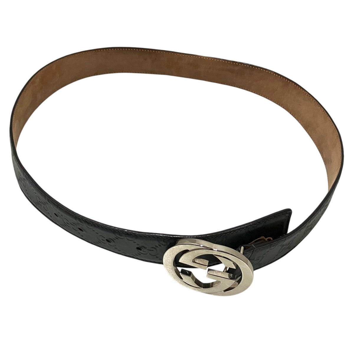 GUCCI(グッチ) GGレザーベルト114984 114984 グレー サイズ 95/38