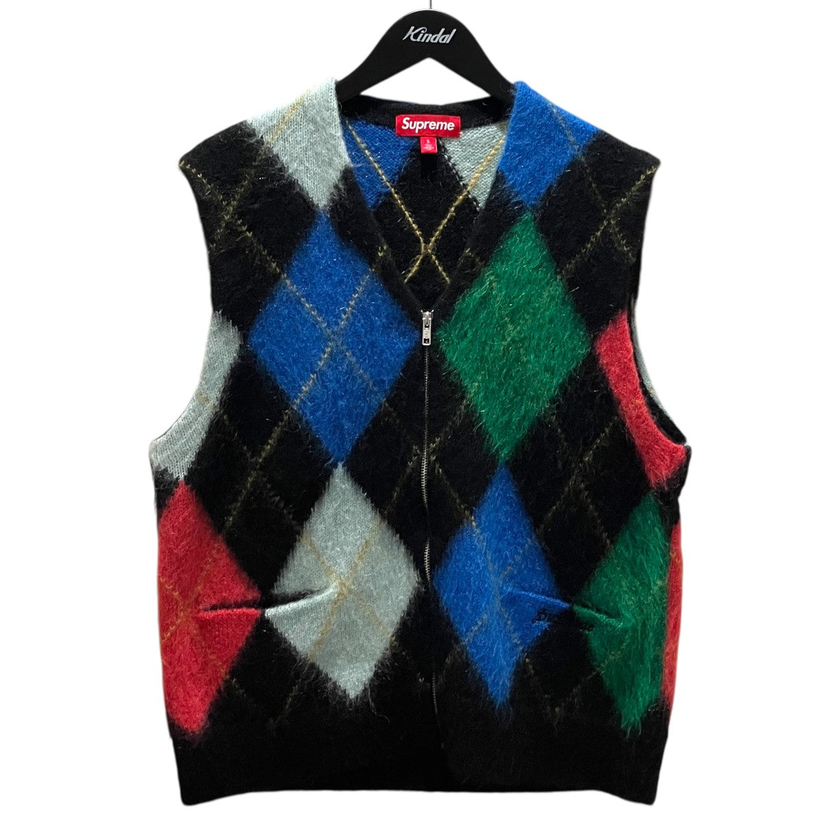 24SS【Brushed Argyle Zip Up Vest】アーガイルニットベスト
