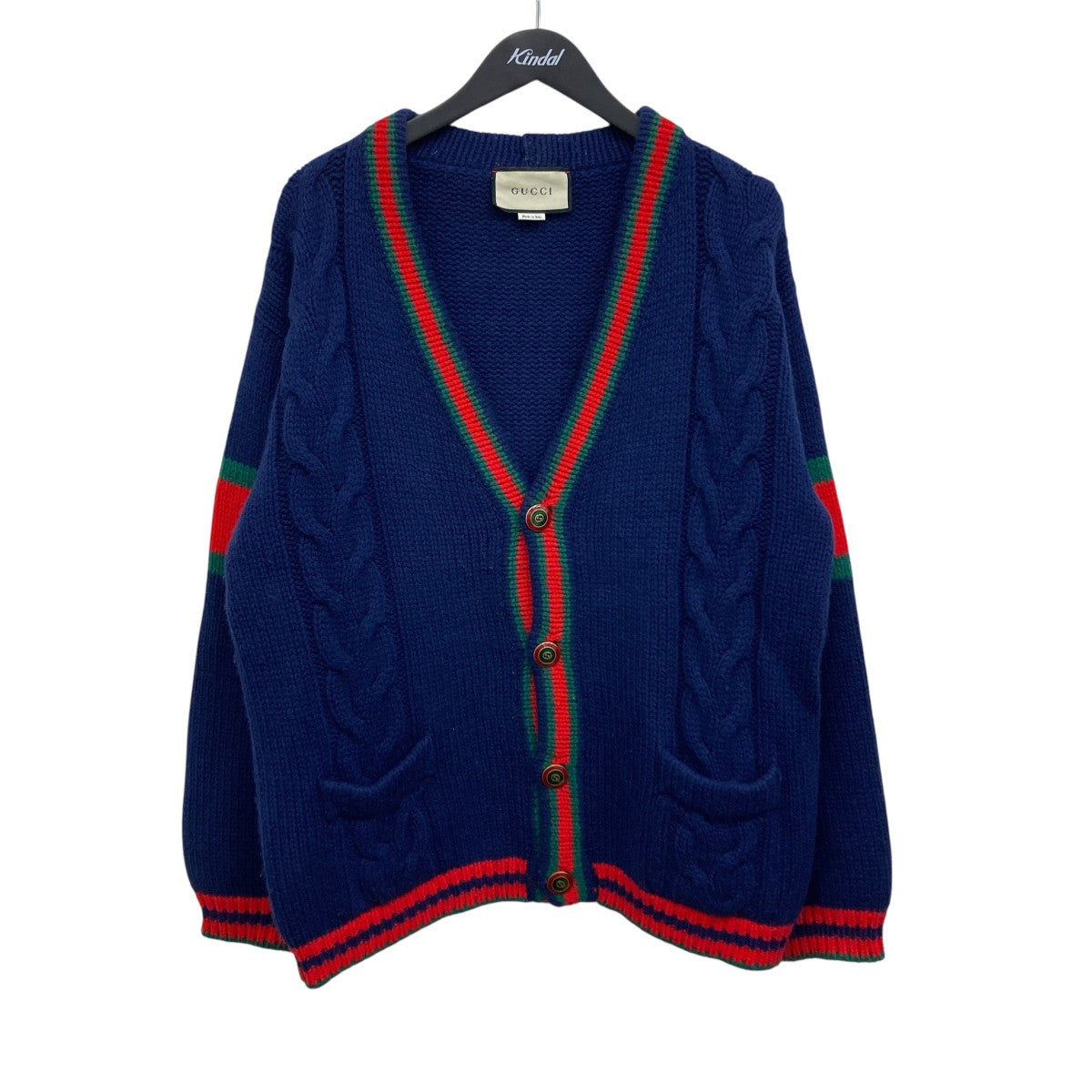 GUCCI(グッチ) Vネックカーディガン 497037 ネイビー サイズ M