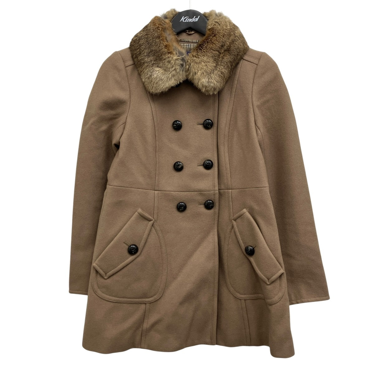 BURBERRY BLUE LABEL 襟ラビットファーコート 古着・中古-1枚目のアイテム画像