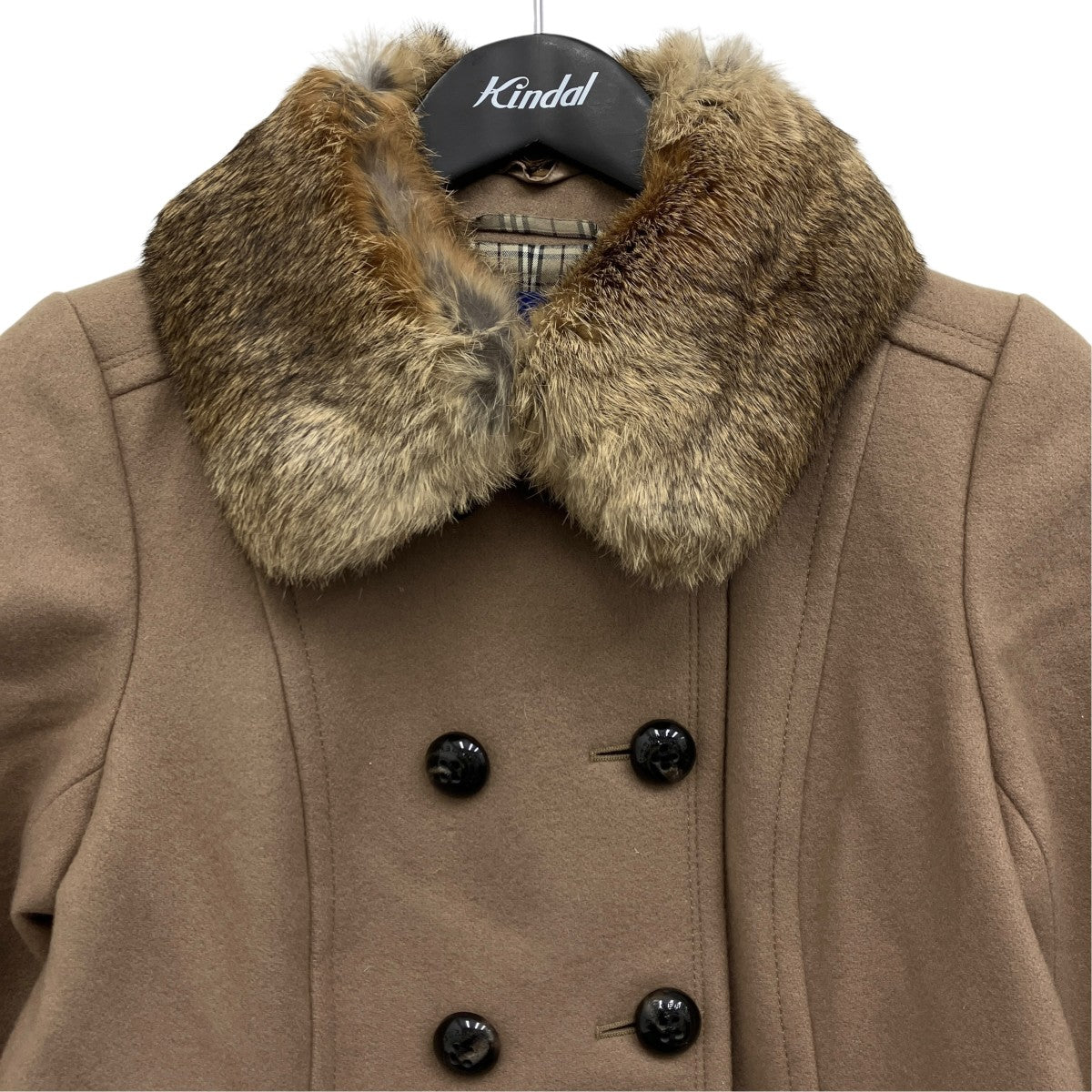 BURBERRY BLUE LABEL 襟ラビットファーコート 古着・中古-3枚目のアイテム画像
