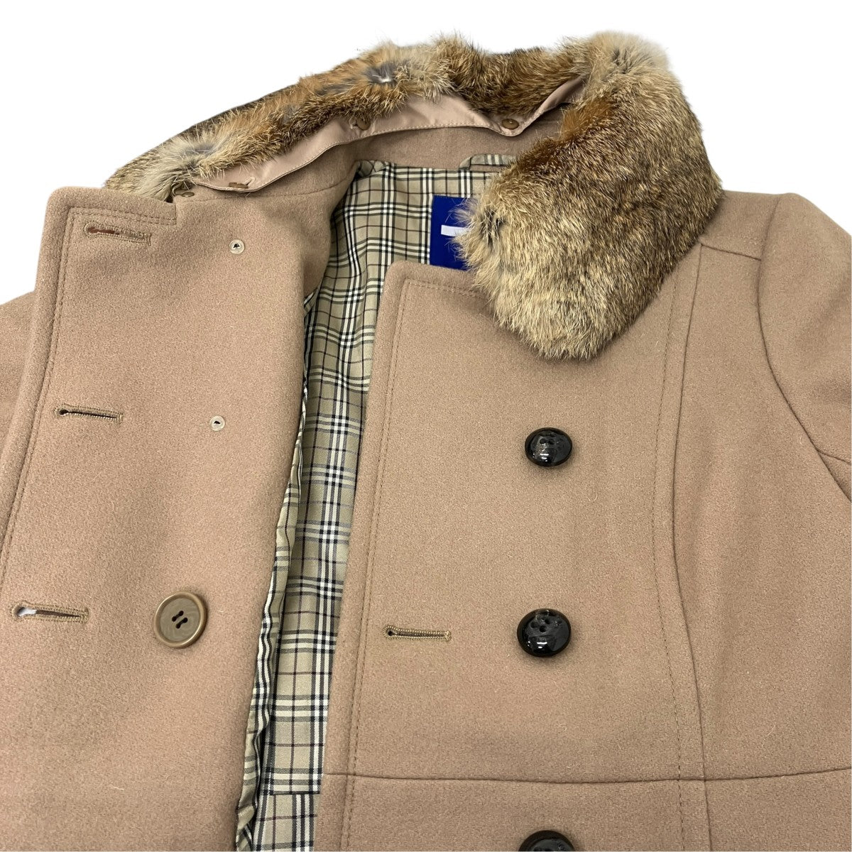 BURBERRY BLUE LABEL 襟ラビットファーコート 古着・中古-4枚目のアイテム画像