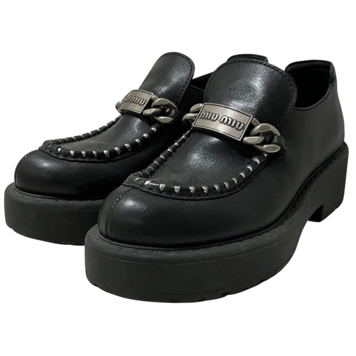 MIU MIU ロゴローファー 古着・中古-1枚目のアイテム画像