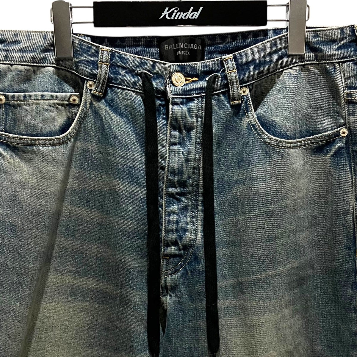 BALENCIAGA 【Drawstring Baggy Jeans】ダメージ加工バギーデニムパンツ786643 古着・中古-3枚目のアイテム画像