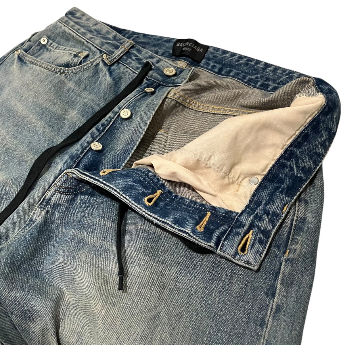 BALENCIAGA 【Drawstring Baggy Jeans】ダメージ加工バギーデニムパンツ786643 古着・中古-5枚目のアイテム画像