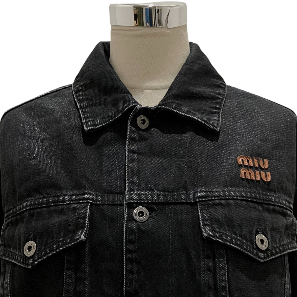 MIU MIU 【ロゴ デニム クロップ ジャケット】デニムジャケットGWB158 古着・中古-4枚目のアイテム画像