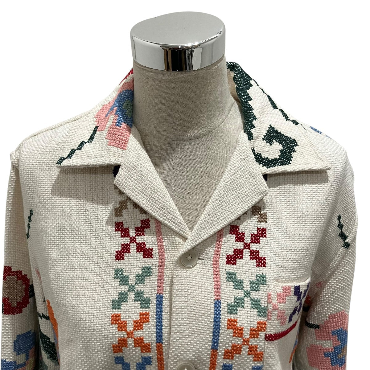 BODE(ボーディ) 刺繍シャツ ホワイト×マルチカラー サイズ S/M｜【公式
