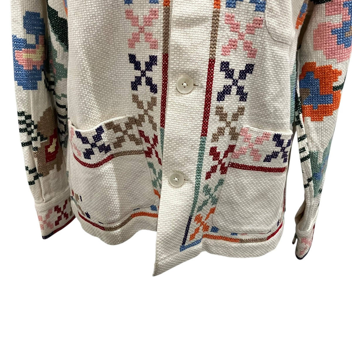 BODE(ボーディ) 刺繍シャツ ホワイト×マルチカラー サイズ S/M｜【公式