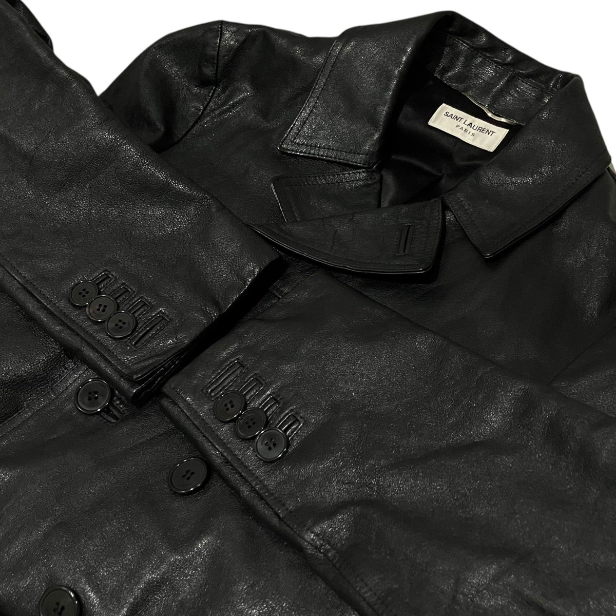 Saint Laurent Paris 13AWダブルブレステッドレザーカーコート330479 古着・中古-5枚目のアイテム画像