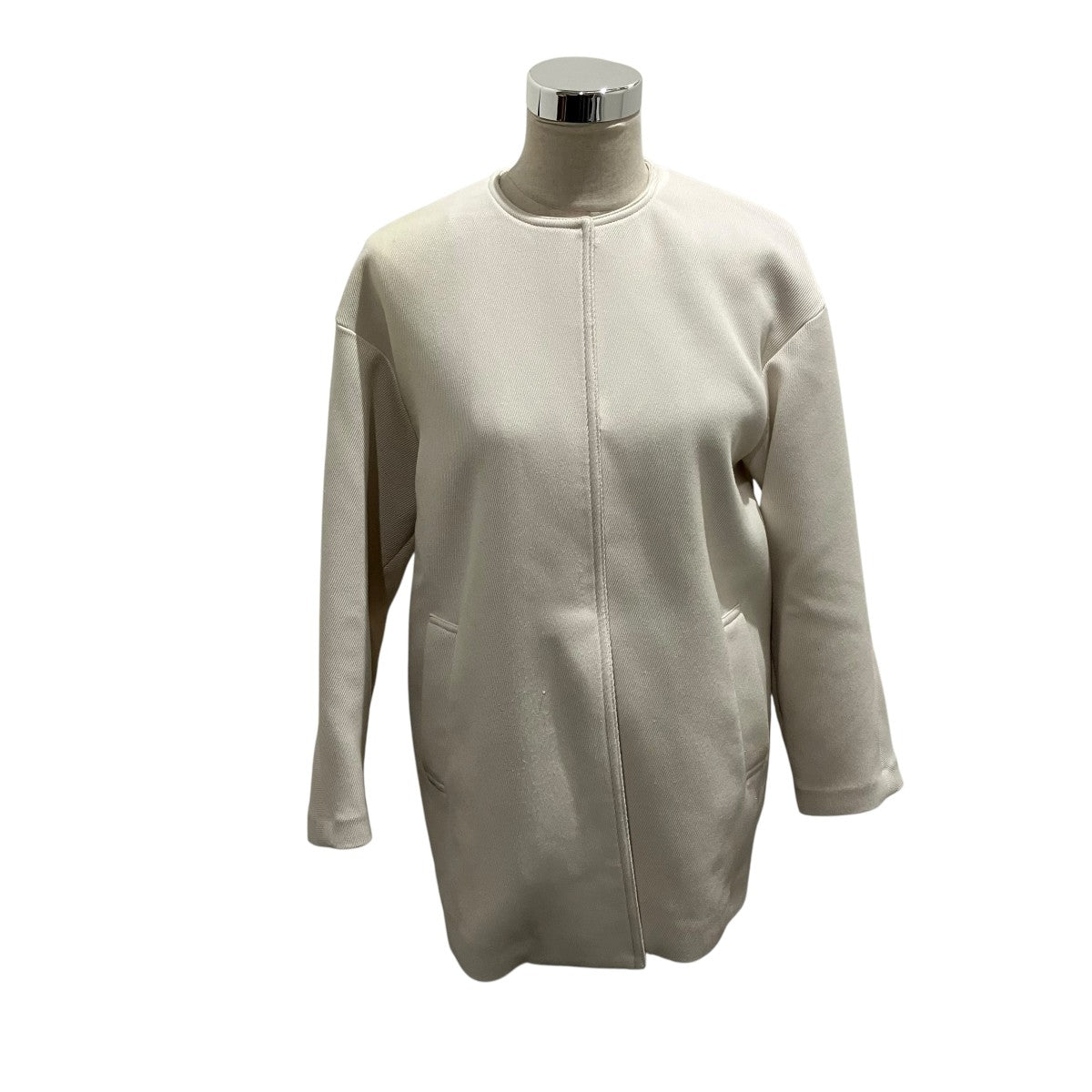 UNITED ARROWS P／R ツイル ノーカラー ミドルコート1525-199-4453 古着・中古-1枚目のアイテム画像