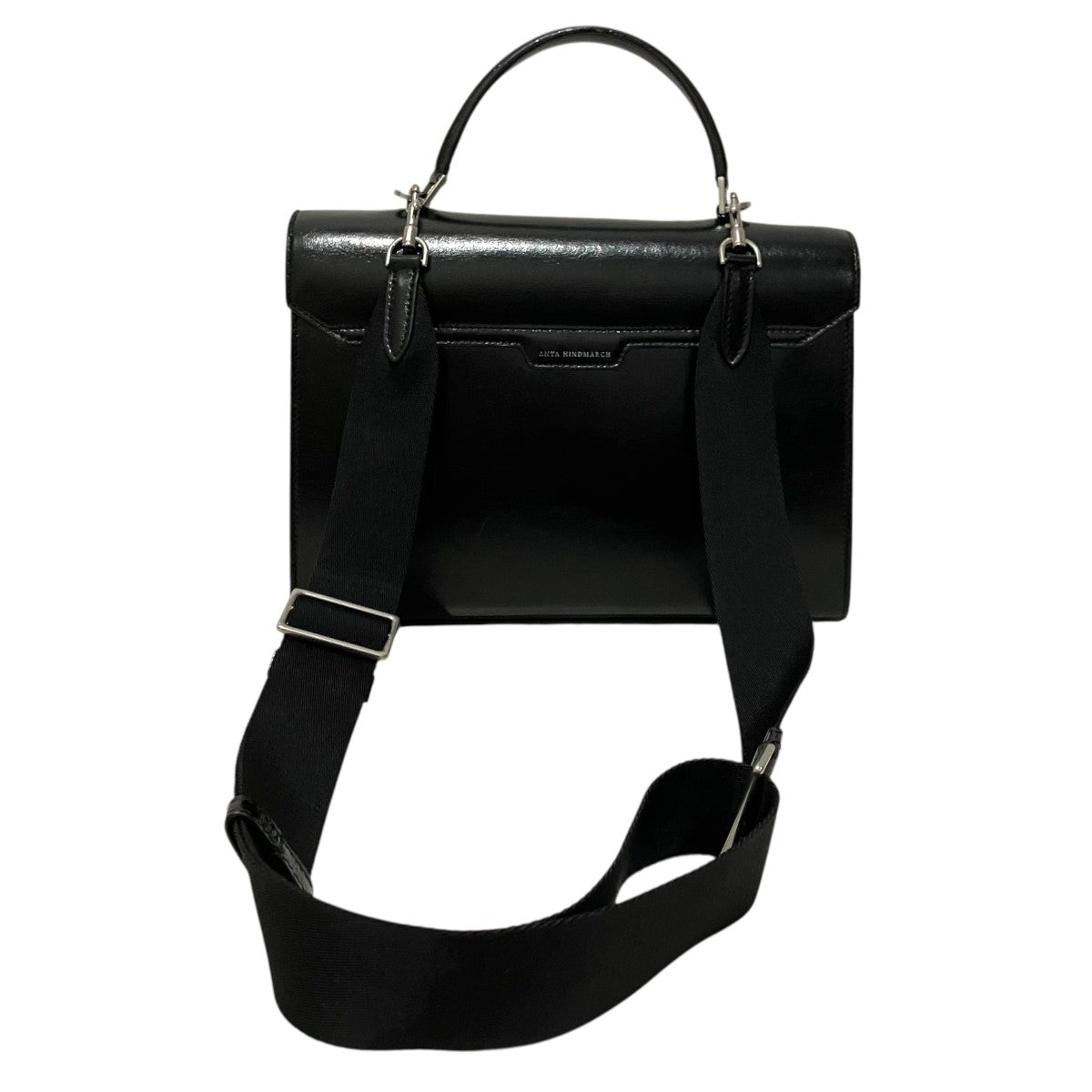 ANYA HINDMARCH 【Mortimer in Black Glossy Calf Ron Herman】ハンドバッグ196604 古着・中古-3枚目のアイテム画像