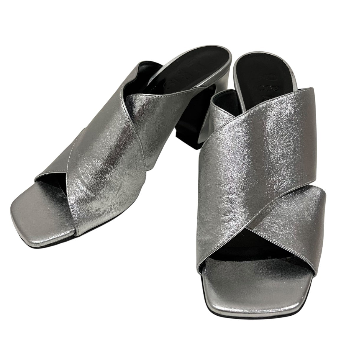 sergio rossi NAPPA SILK ARGENTOヒールサンダル 古着・中古-1枚目のアイテム画像