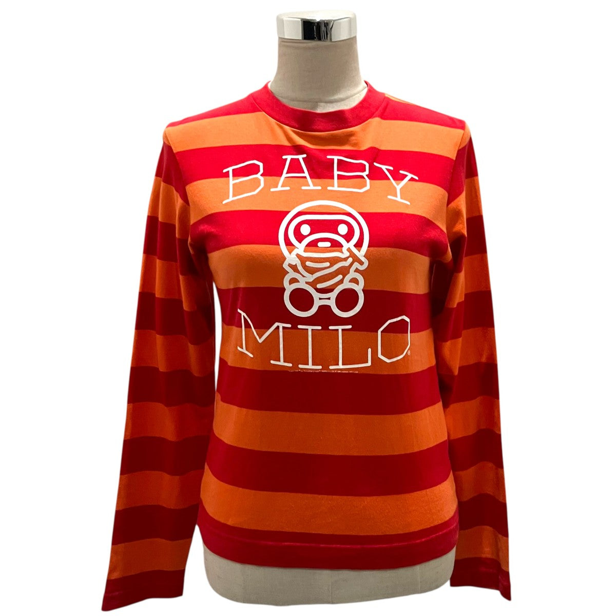 A BATHING APE×BABY MiLO ボーダー長袖Tシャツ 古着・中古-1枚目のアイテム画像