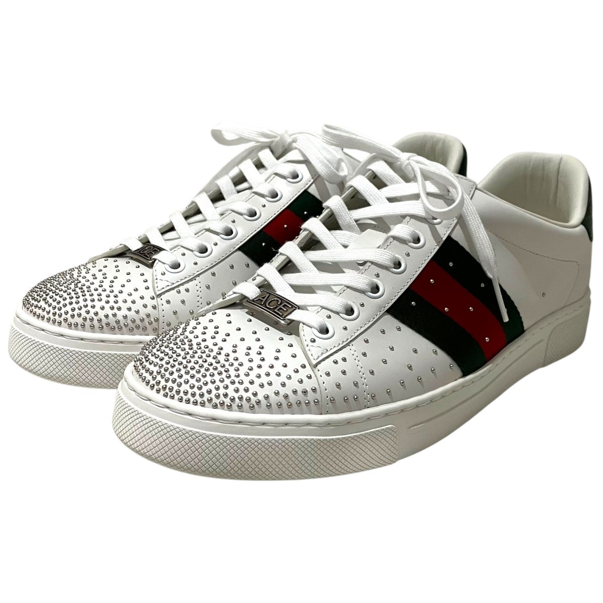 GUCCI 【エース】ウェブストライプスタッズスニーカー853252 古着・中古-1枚目のアイテム画像