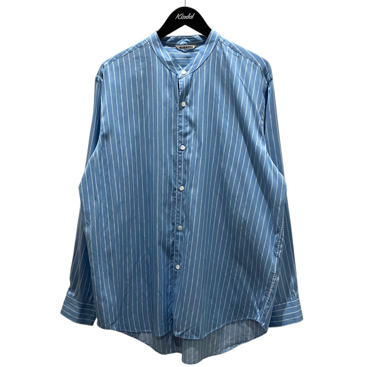 AURALEE 26SS【COTTON SILK STRIPE STAND COLLAR】シルク混スタンドカラーシャツA26SS02CS 古着・中古-1枚目のアイテム画像