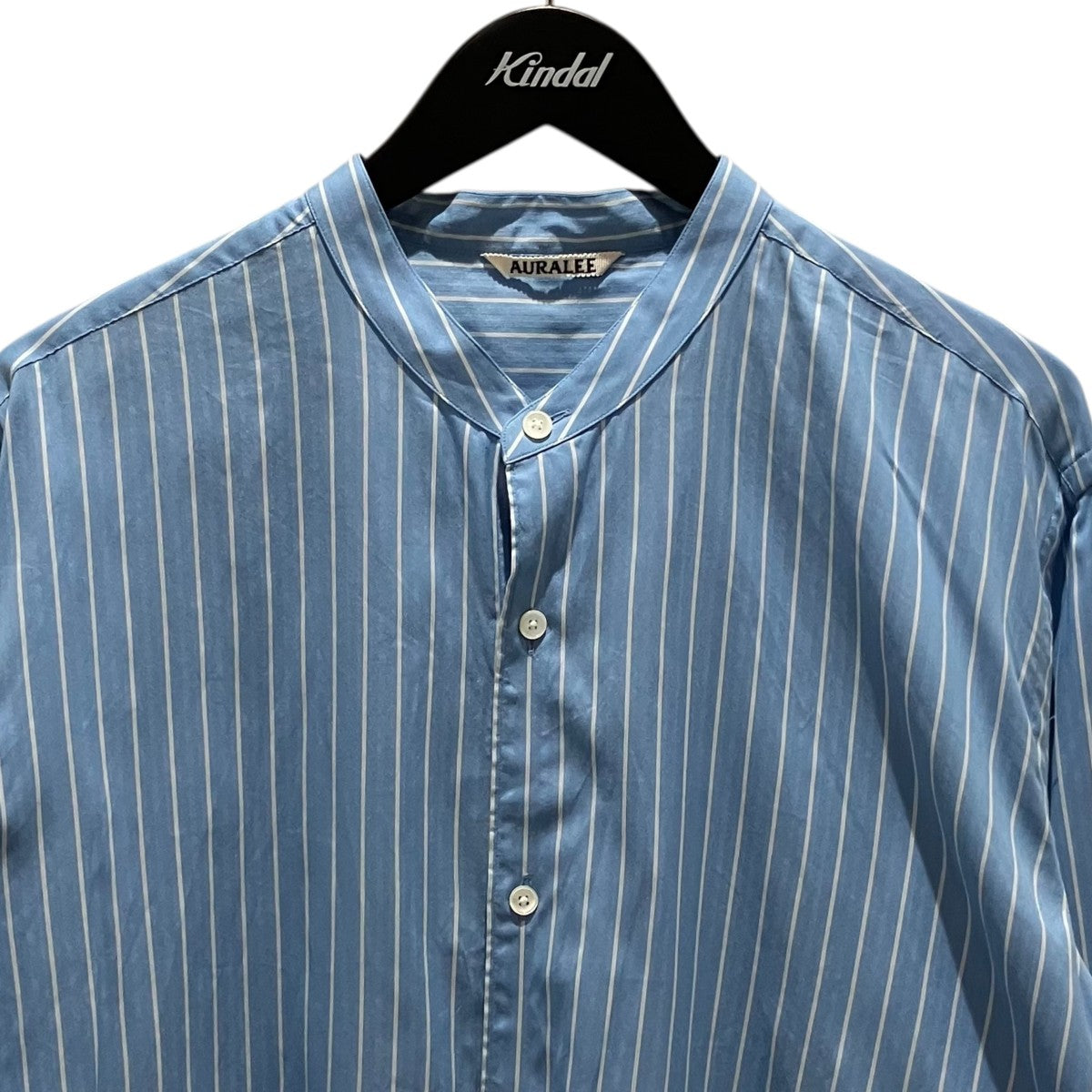 AURALEE 26SS【COTTON SILK STRIPE STAND COLLAR】シルク混スタンドカラーシャツA26SS02CS 古着・中古-3枚目のアイテム画像