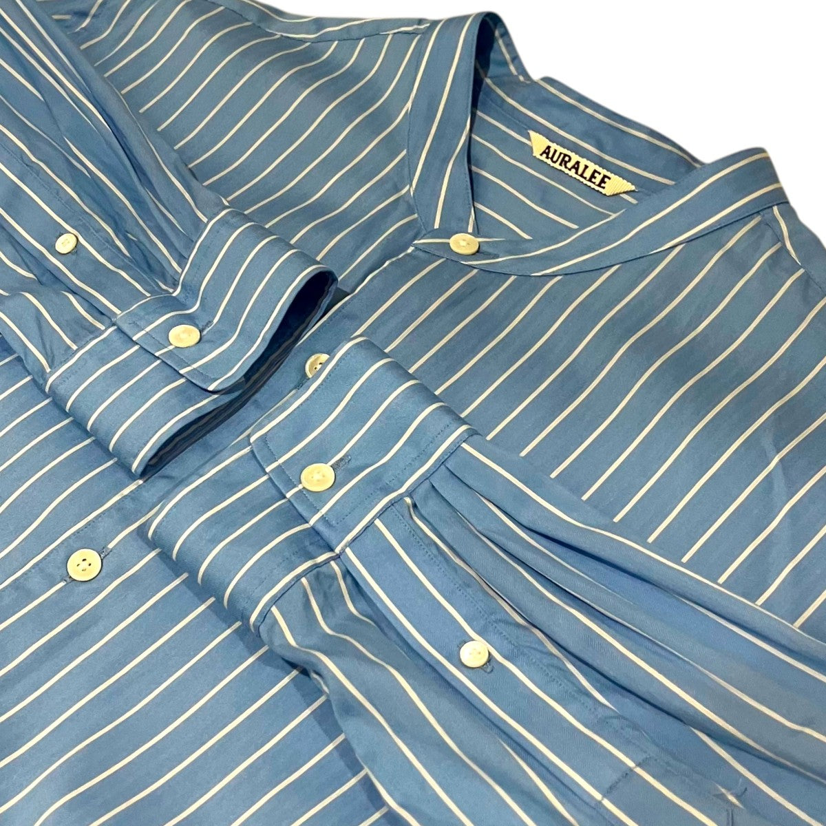 AURALEE 26SS【COTTON SILK STRIPE STAND COLLAR】シルク混スタンドカラーシャツA26SS02CS 古着・中古-5枚目のアイテム画像