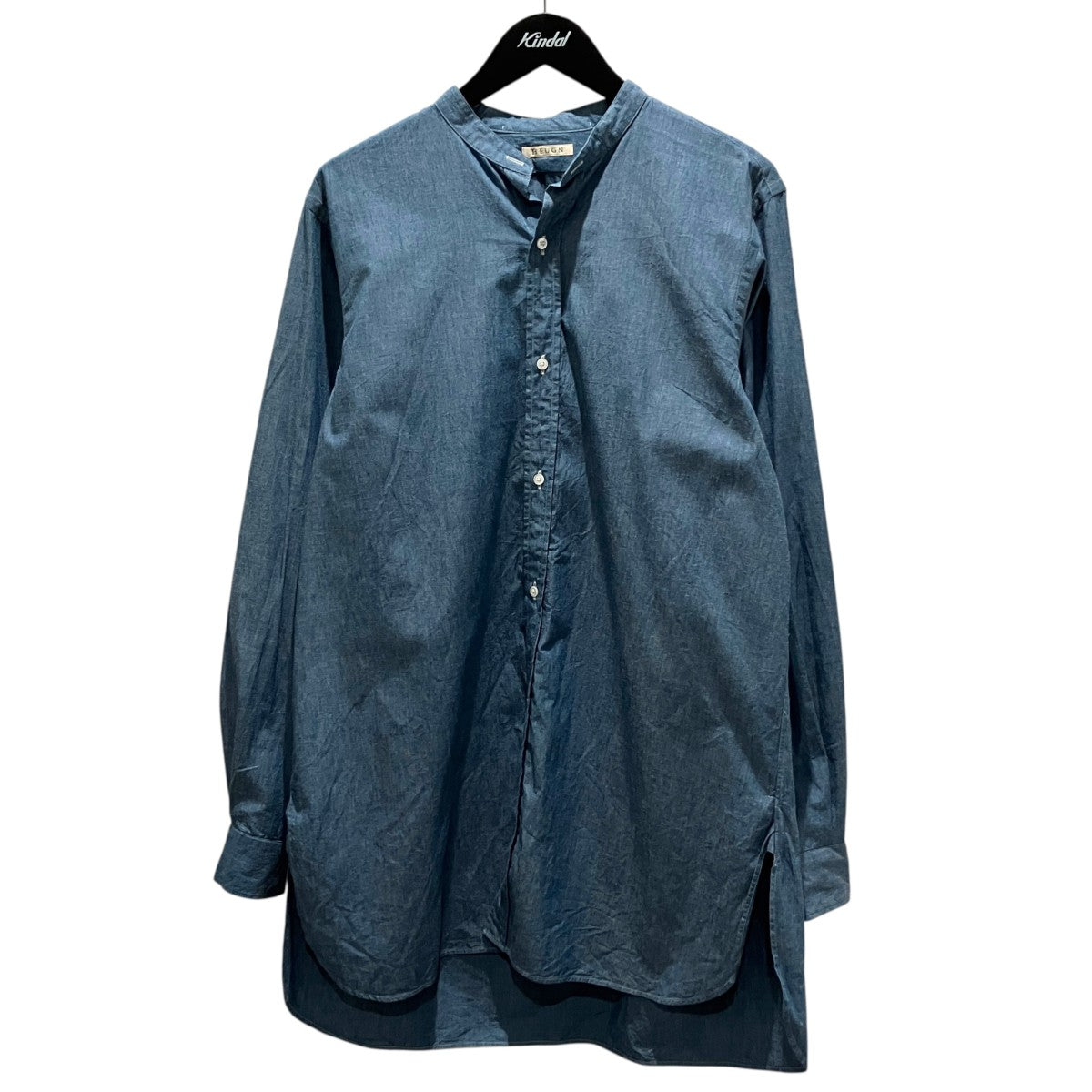 HEUGN シャンブレーバンドカラーロングシャツSHIRT023 古着・中古-1枚目のアイテム画像