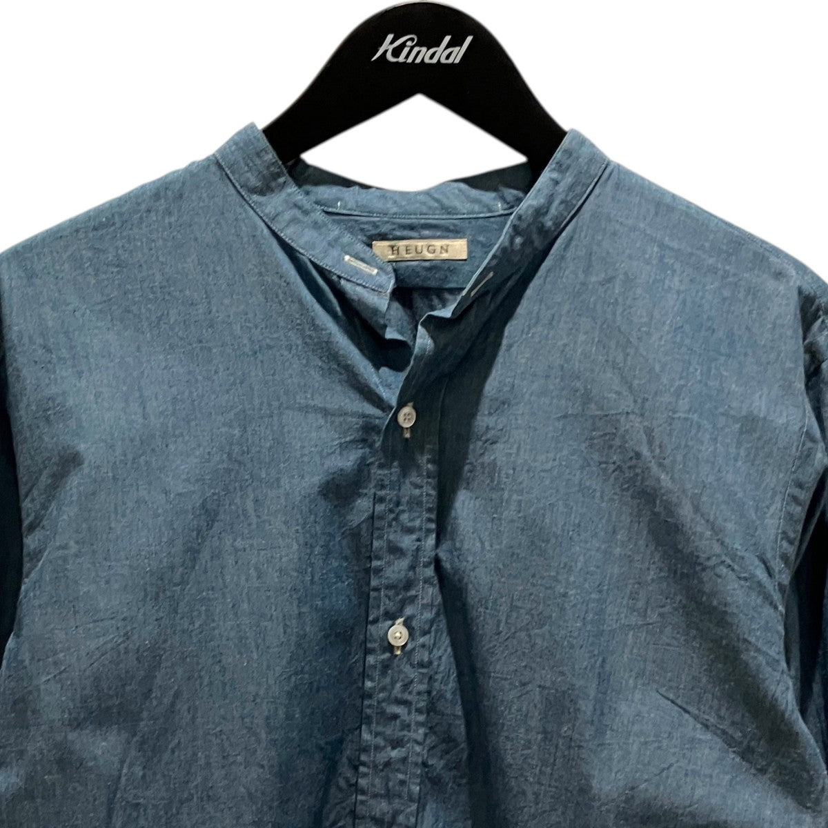 HEUGN シャンブレーバンドカラーロングシャツSHIRT023 古着・中古-3枚目のアイテム画像