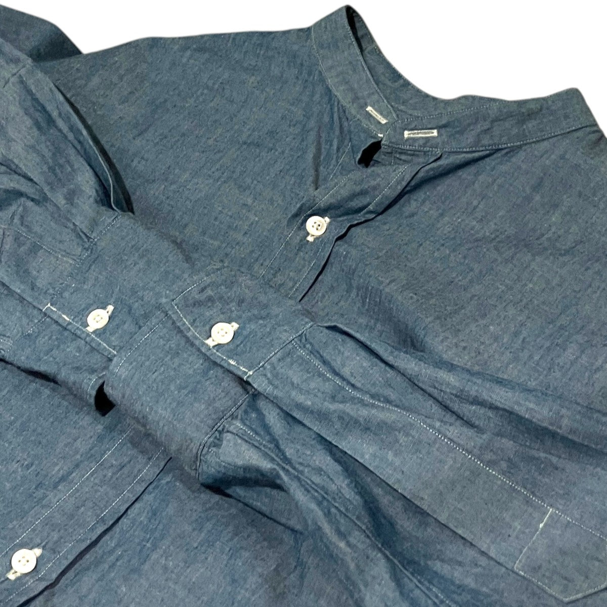 HEUGN シャンブレーバンドカラーロングシャツSHIRT023 古着・中古-5枚目のアイテム画像