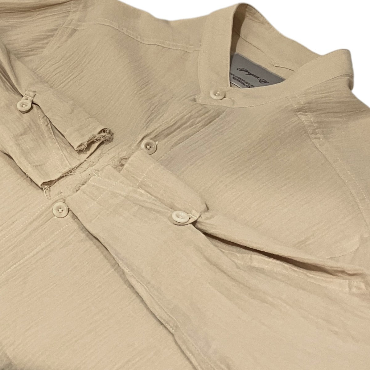 Professor E 【Wrinkled-effect Shirt】切りっぱなしバンドカラーシャツ25SS-PE-LSH-08 古着・中古-5枚目のアイテム画像